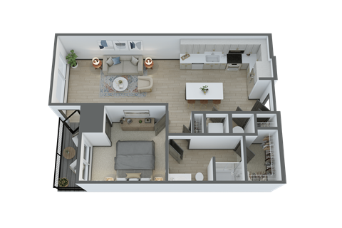 Floor plan for 1 bed, 1 bath, 786 sqft